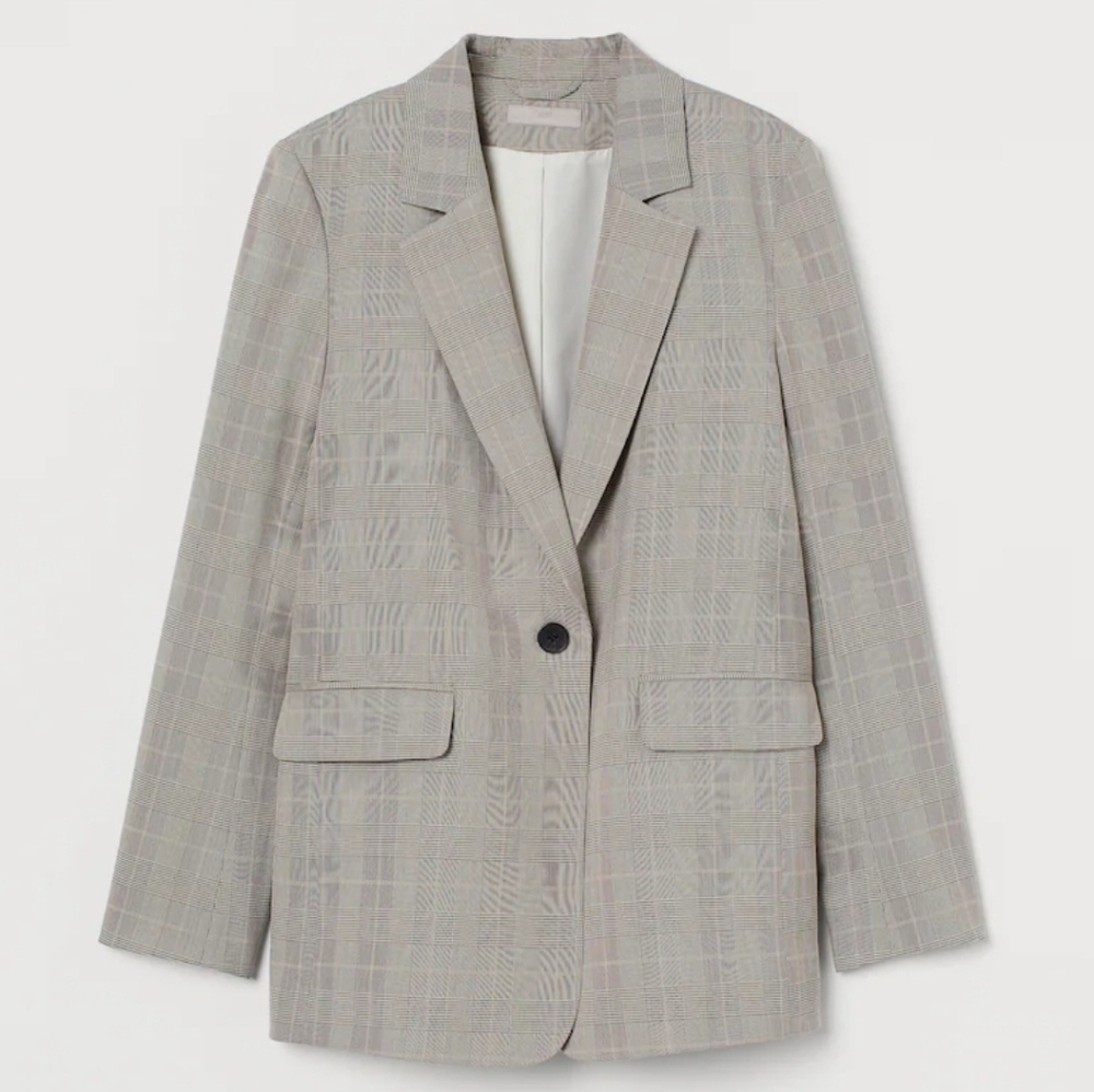 H&M  Single Button Plaid Blazer Size Small